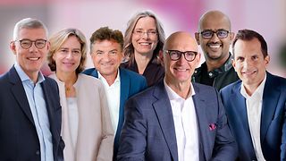 from left: Christian Illek, Dominique Leroy, Ferri Abolhassan, Birgit Bohle, Tim Höttges, Abdu Mudesir, Rodrigo Diehl.