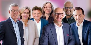 von links: Christian Illek, Dominique Leroy, Ferri Abolhassan, Birgit Bohle, Tim Höttges, Abdu Mudesir, Rodrigo Diehl.