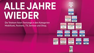 Das Bild zeigt einen magentafarbenen Hintergrund mit der großen Überschrift „Alle Jahre wieder“. 