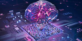 graphic of a computer chip and a brain