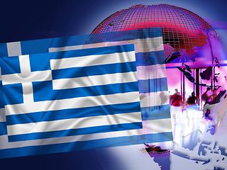 Illustration for NatCo in Greece with country flag.