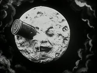 Illustration of a moon with a face and a Rocket in it