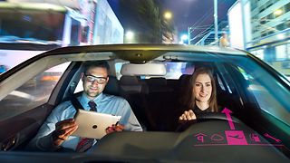 Connected car, City by night