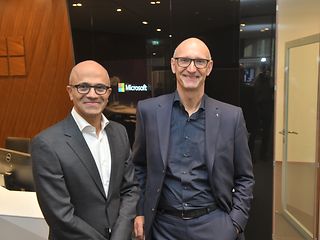 Microsoft CEO Satya Nadella and Deutsche Telekom CEO Tim Höttges.
