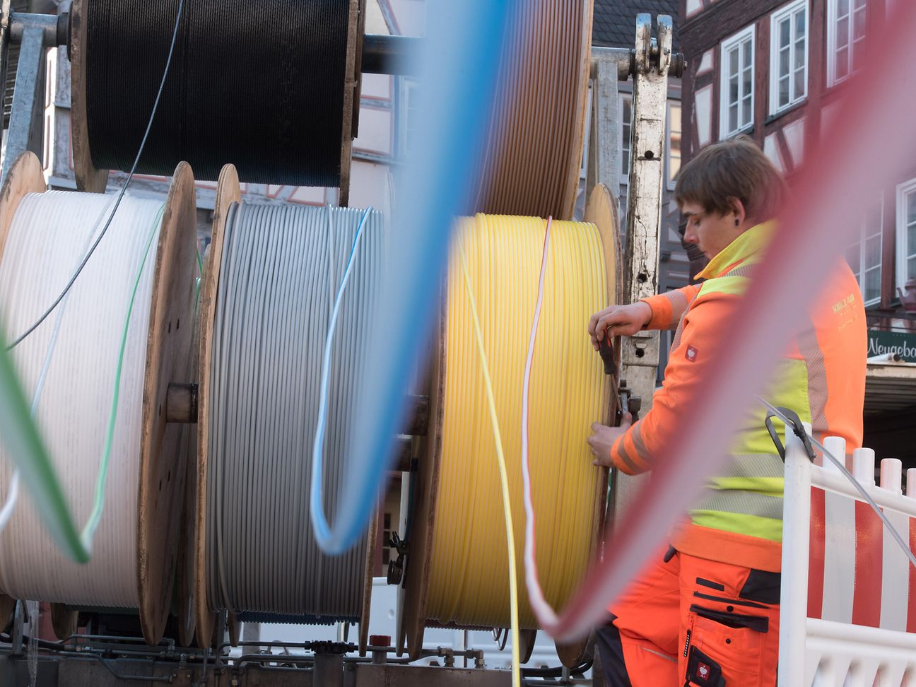 Installation of optical fiber.