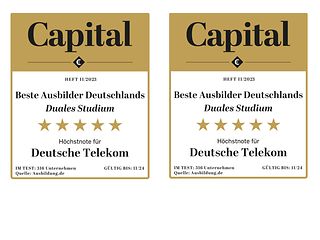 Das Magazin „Capital“ gab der Deutschen Telekom die Note „sehr gut“ als bestem Ausbilder Deutschlands.