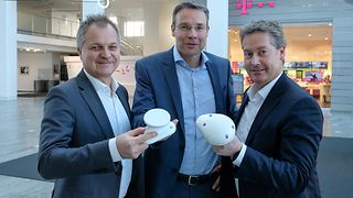 From left: Thorsten Robrecht, Nokia, Rolf Nafziger, DT Frederik van Essen, Inmarsat Aviation.