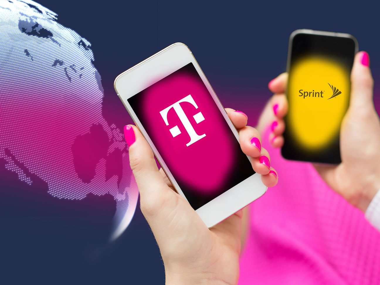 Logos of T-Mobile US and Sprint.