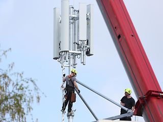Installation of a cell tower.