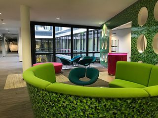 colorful space for making a break and recreation at Telekom location in Darmstadt