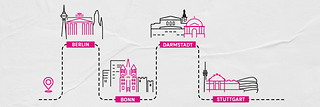 Illustration of different locations for our Telekom Career Center