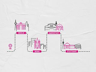 Illustration of different locations for our Telekom Career Center
