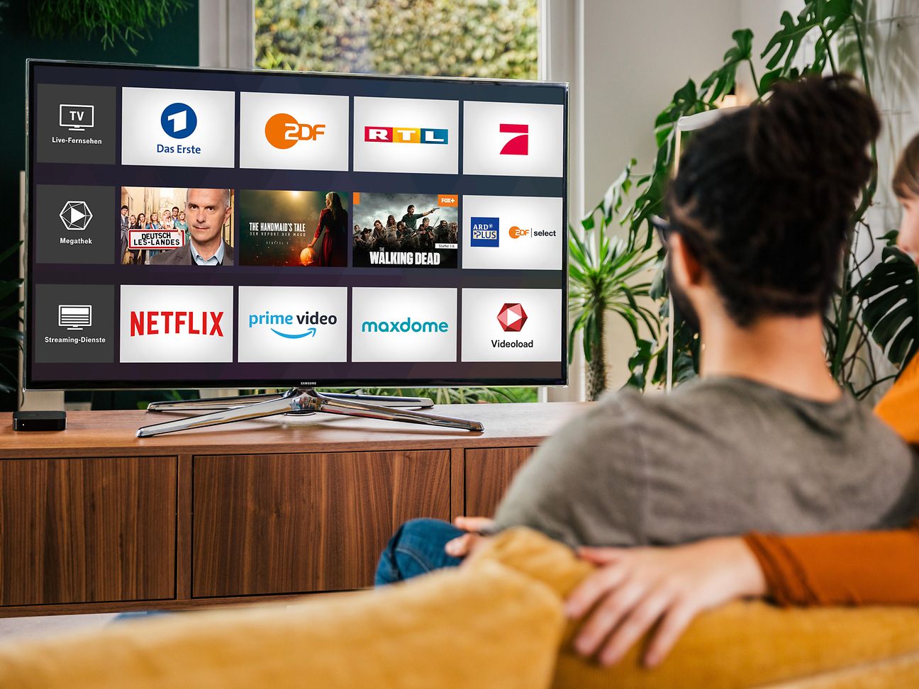 Two persons, a TV