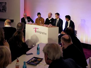 v.l.n.r. Moderator Volker Wieprecht, Michael Liebe, Hendrik Ruhe, Johannes Steiniger und Christian Sachs