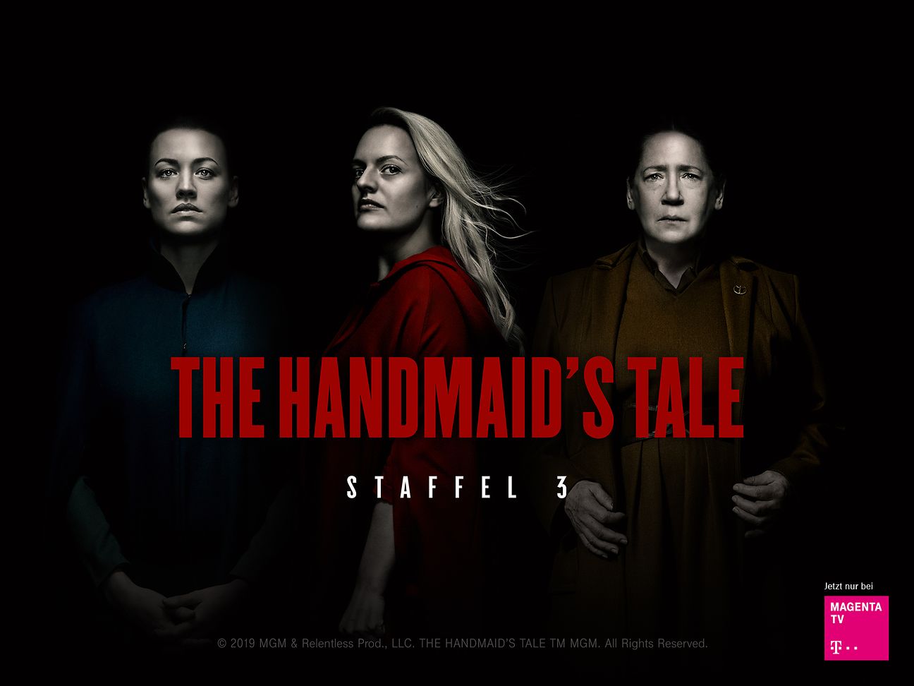 Schmuckbild „The Handmaids Tale“: die drei Hauptdarstellerinnen in heroischer Pose.