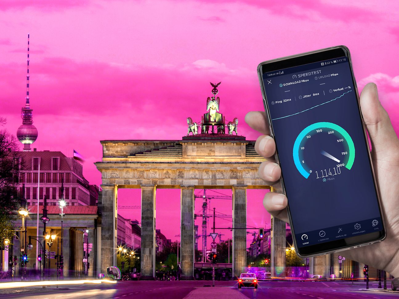 5G Speedtest im Telekom-Netz.