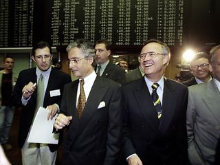 Dr. Ron Sommer und Hans Eichel in der Frankfurter Börse.