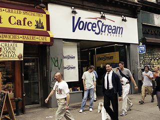 View of a VoiceStream store in New York.