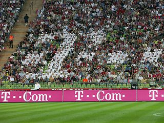 T-Com advertising in Munich's Olympic stadium.