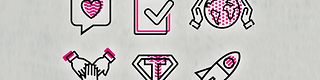 Six graphic symbols represent the corporate values ​​of the Telekom.