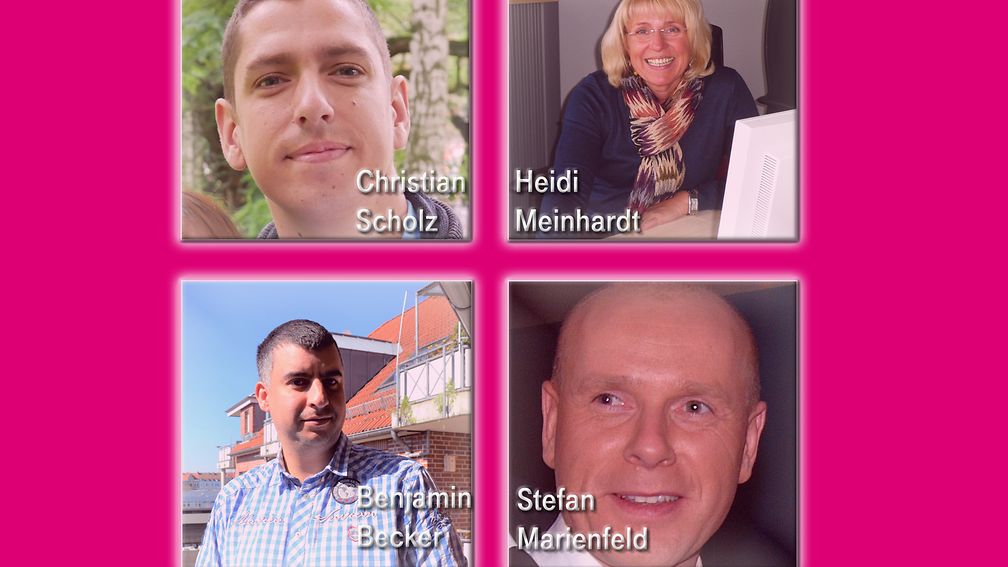 Collage of Stefan Marienfeld's team, with Hedi Meinhardt, Benjamin Becker, and Christian Scholz.