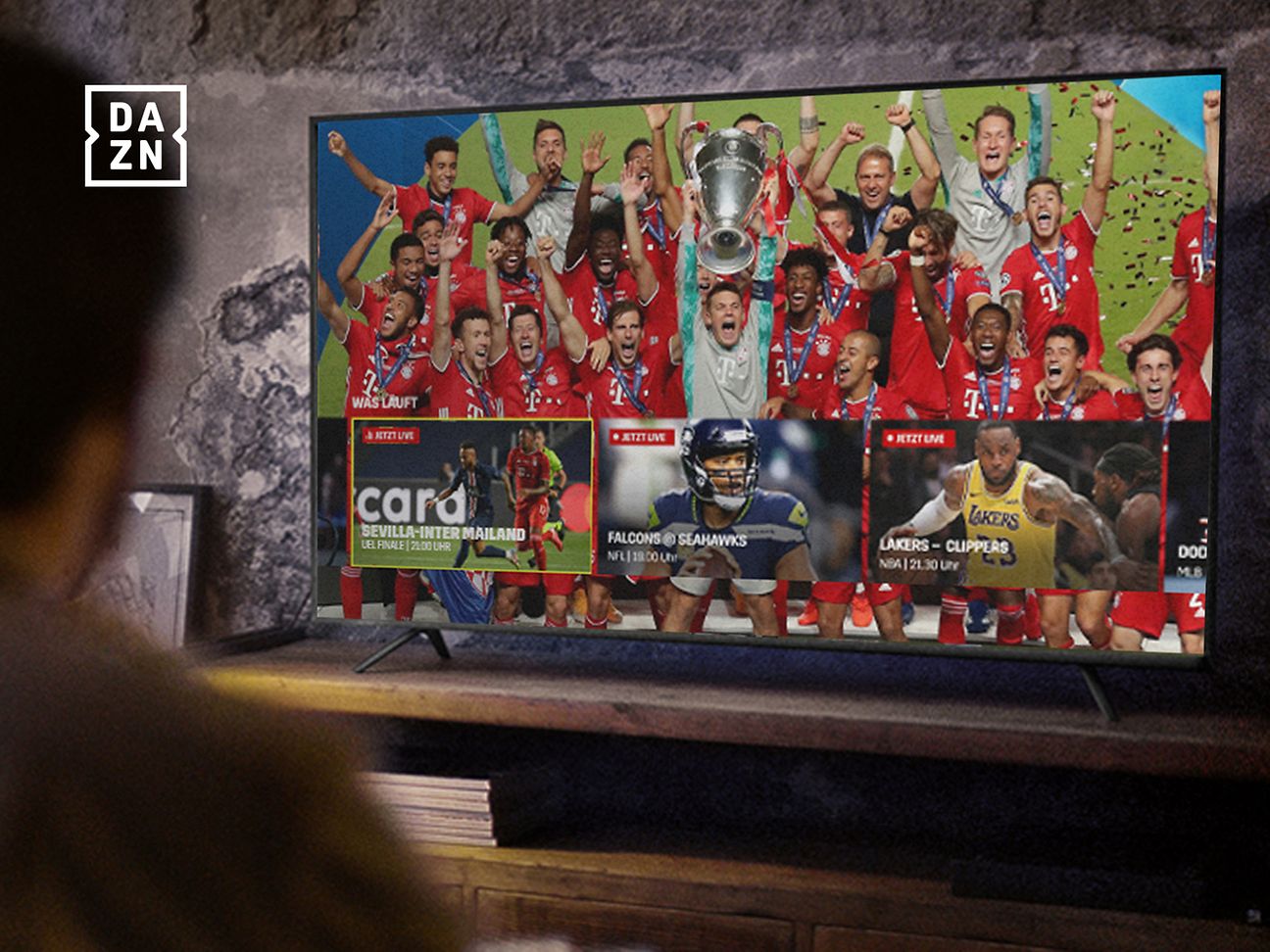 Schmuckbild: DAZN, gesprochen Deson, kommt auf den Media-Receiver.