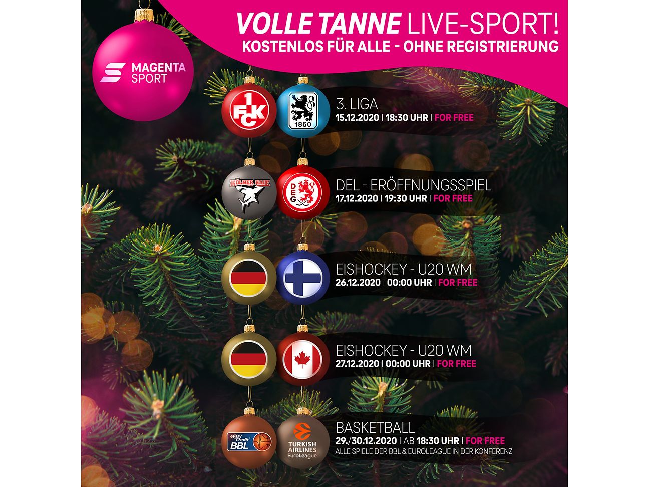 Livesport-Highlights bei MagentaSport als Free-TV Angebot Deutsche Telekom