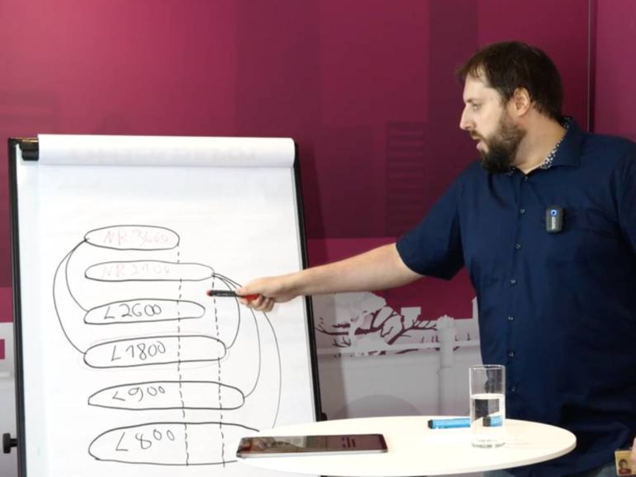 Mann vor einer Schautafel