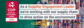 Schriftzug: As a Suppliere Engagement Leader we’re working with our supply chain to drive action on the environment.