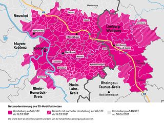 Übersichtskarte des Großraums Koblenz-Limburg.
