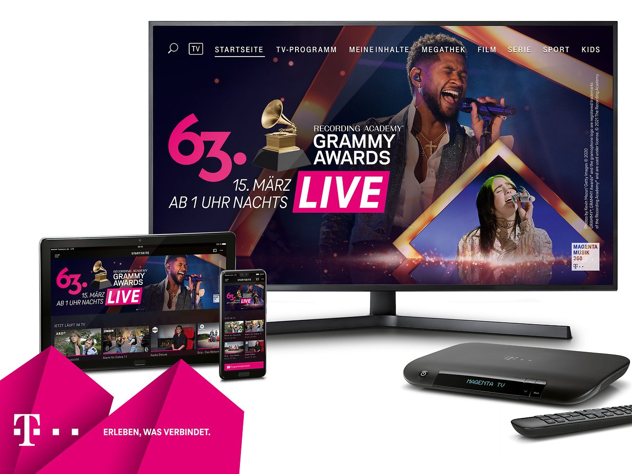 Die Telekom zeigt die Grammy-Verleihung live und exklusiv. 