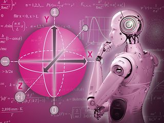 Robot in front of an illustrated coordinate system