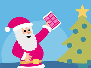 Weihnachtsmann mit Tablet
