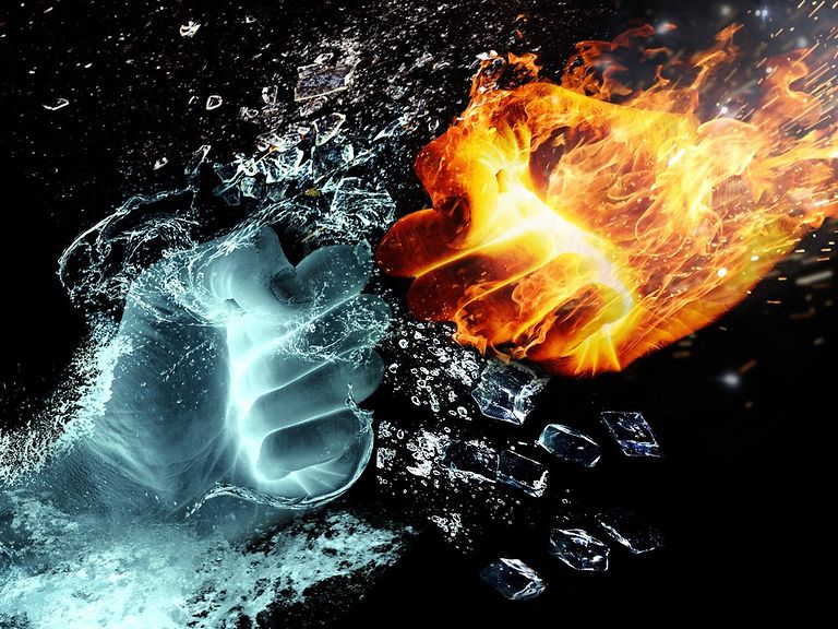 Fists of fire and water meet hard