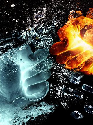 Fists of fire and water meet hard