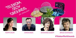 Keynote speakers are Poppy Crum, Simon Sinek, Shoshana Zuboff and Bruce Dickinson.