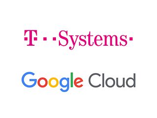 Logos von Google Cloud und T-Systems
