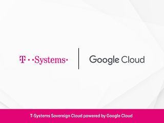 Logos von Google Cloud und T-Systems