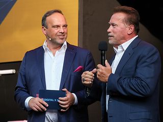 Hagen Rickmann und Arnold Schwarzenegger.