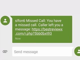 Figure 2 Flubot smishing SMS telling a target about a missed called, followed by a suspicious link to click on