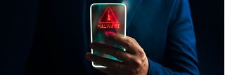 Smartphone showing a malware warning