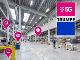 Telekom and Trumpf cooperate in the field of positioning systems for connected industry in 5G campus networks.