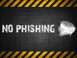 Schwarz-gelbes Schild mit der Aufschrift No Phishing