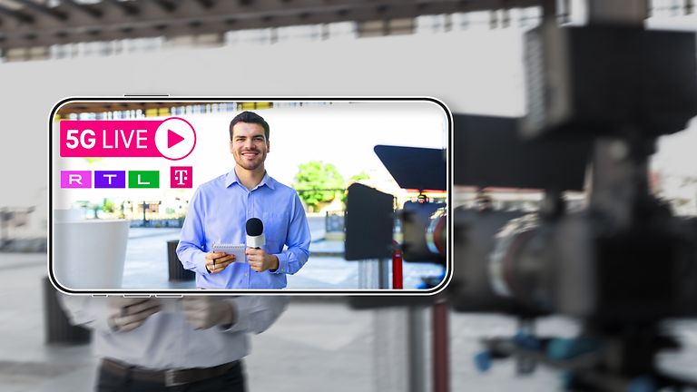 TV journalist reporting live via 5G