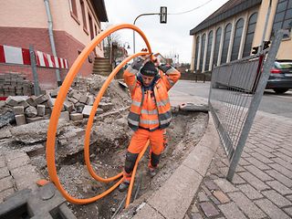 Bauarbeiten zur Kabelverlegung.