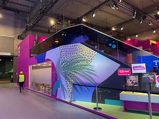 Telekom's booth features the colorful design of Spanish artist Antonyo Marest. 