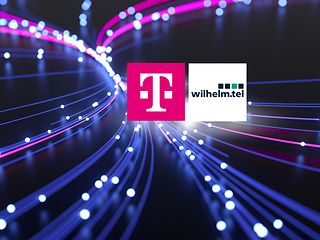 Collage: Unternehmenslogos von Deutscher Telekom und wilhelm.tel.