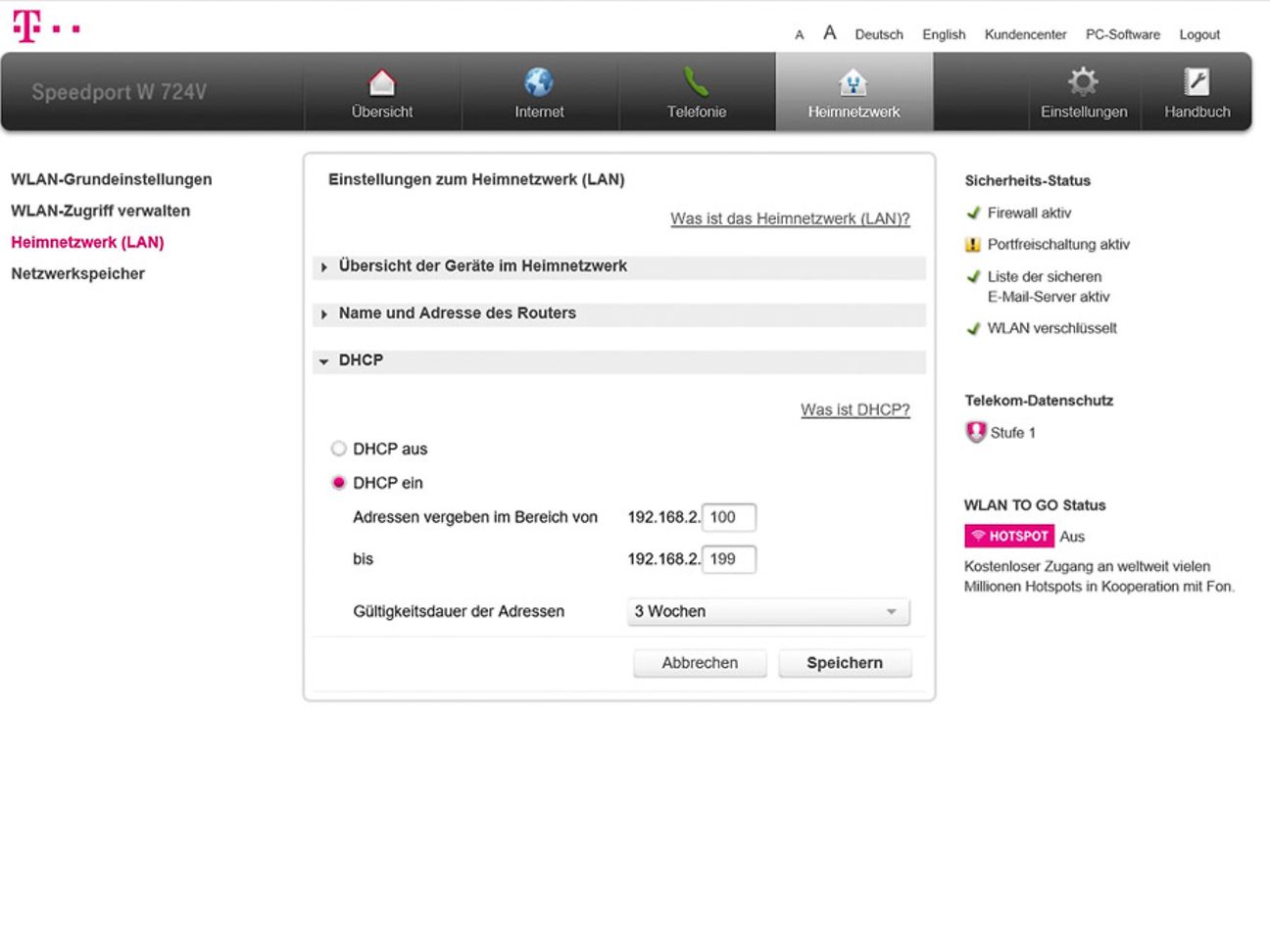 Screenshot von der Einrichtung eines Repeaters.